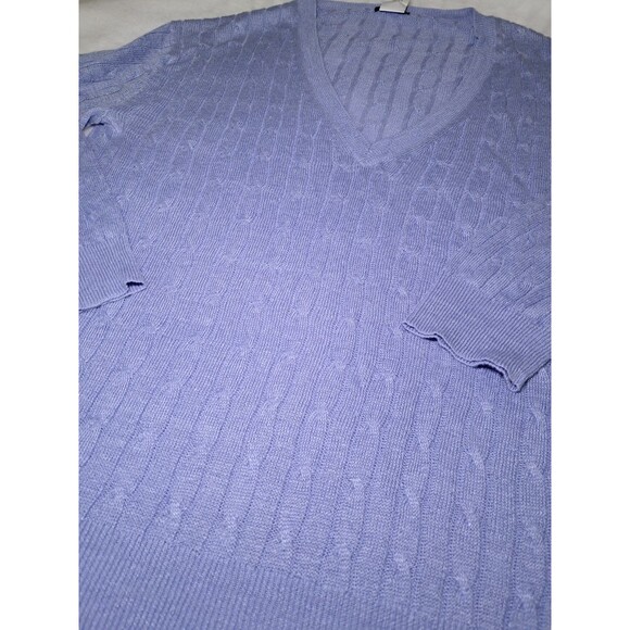 J. Crew V-Neck Cable Knit Sweater Pullover 100% Linen Light Purple Size S - Picture 6 of 9